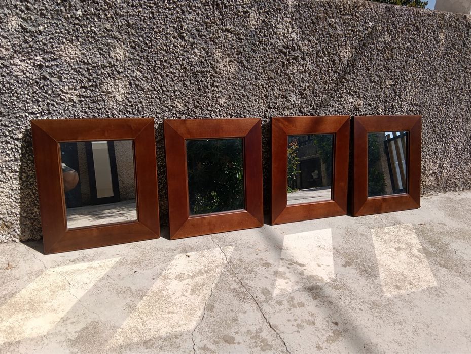 Seis espelhos retangulares madeira medidas 37x43