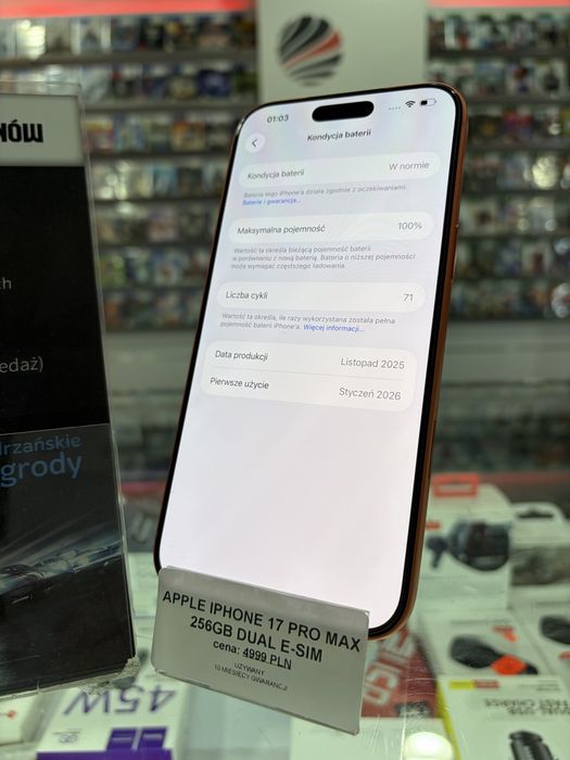 APPLE iPhone 17 Pro Max 256GB  BEZ RAT! Gwarancja