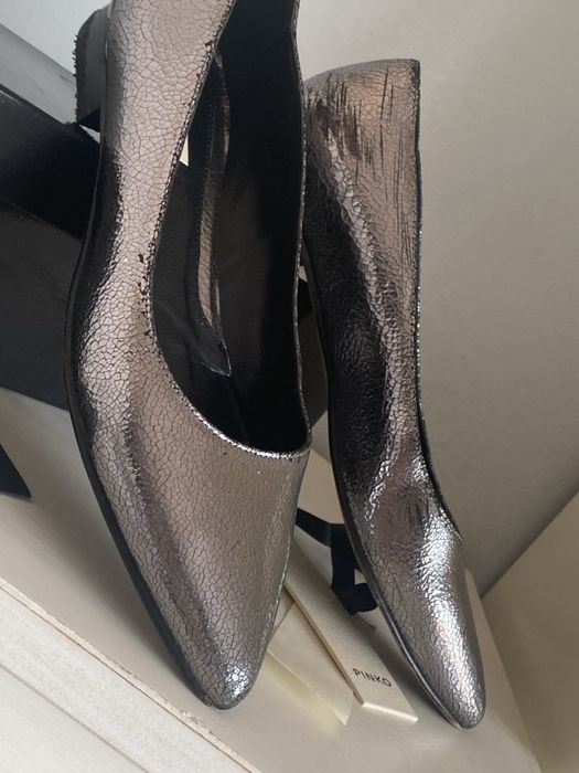Pinko oryginalne Baleriny skóra  Grey metalik