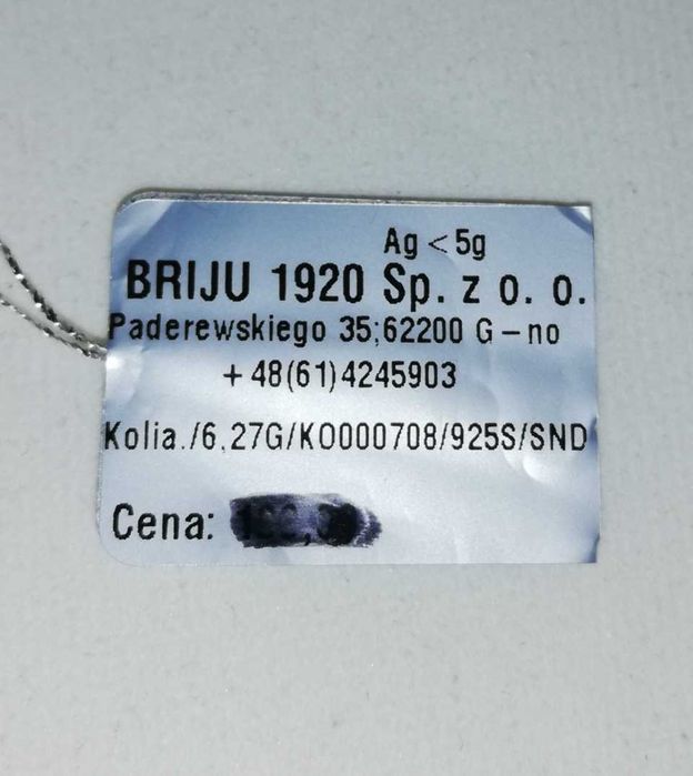 Srebrny łńcuszek z zawieszką dużego motyla, Briju