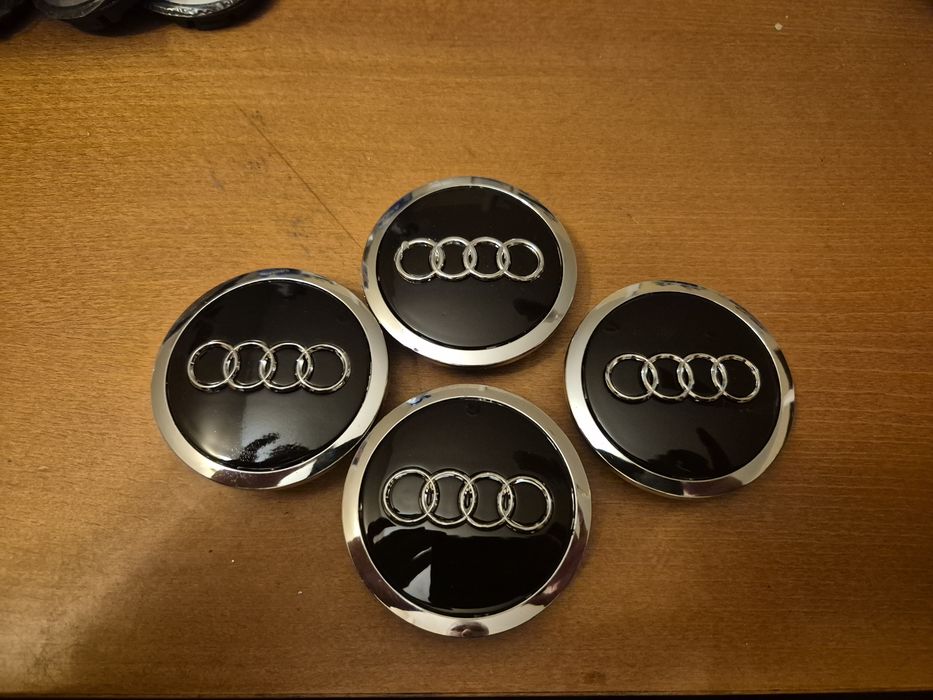 dekielki kołpaki w alu felgi do audi czarny połysk  średnica 70/57mm
