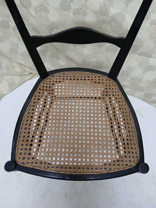 Cadeira Preta Palhinha - Campanino Chiavari - Fratelli Levaggi 1950