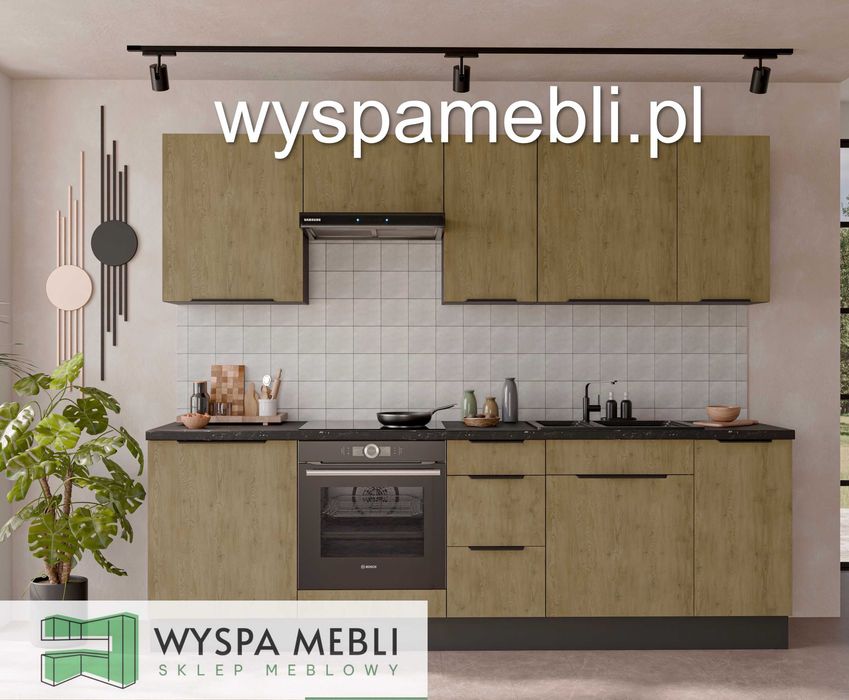 NOWA kuchnia narożna szafki kuchenne dąb cremona 160x250cm pod wymiar
