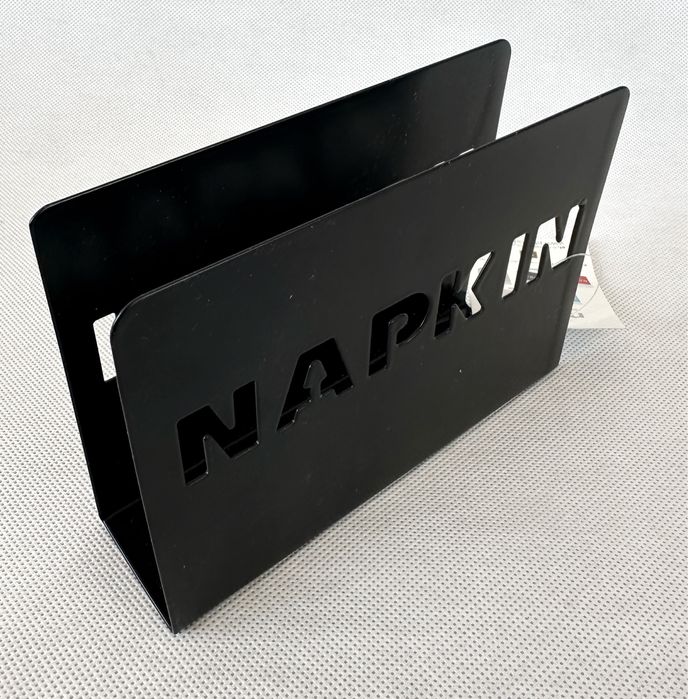 Nowy czarny metalowy serwetnik Flo