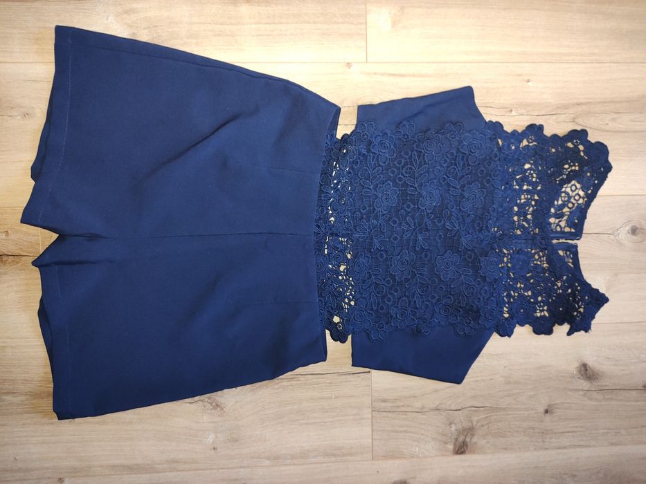 Kombinezon granatowy z gipiurą rozmiar M