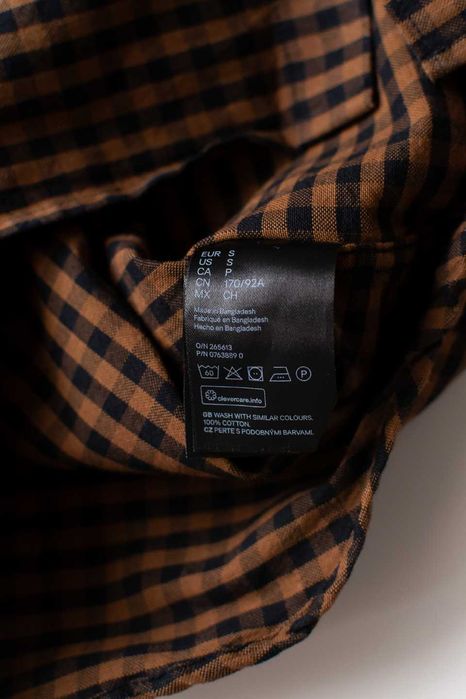 Koszula męska regular fit brązowa krata H&M bawełna casual preppy S