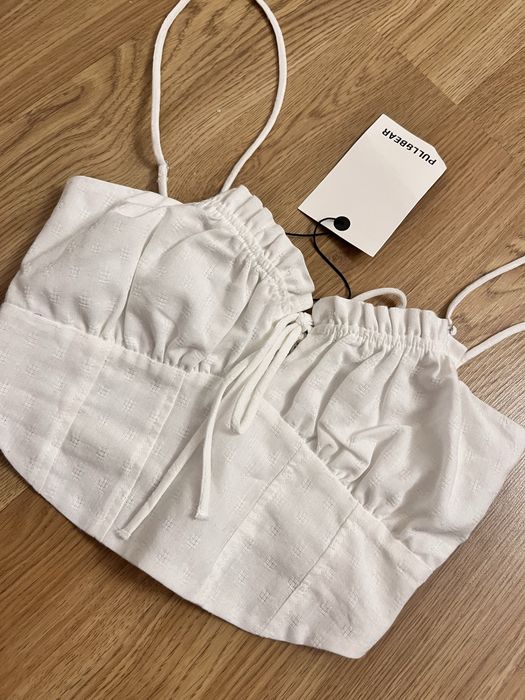 Biały top na ramiączkach XS pull&bear nowy z metką