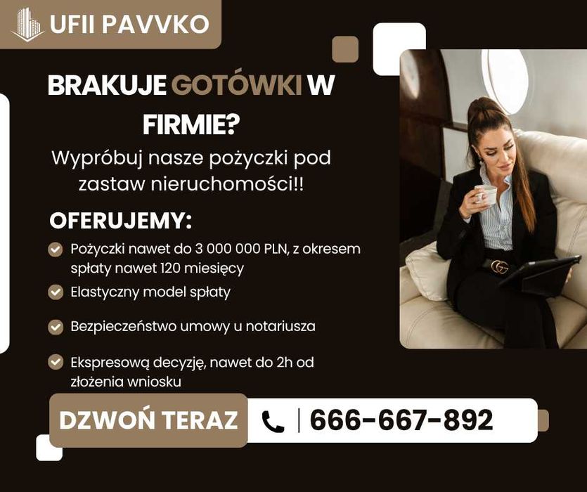 Finansowanie dla firm pod zastaw nieruchomości 20k-3mln | ekspresowa decyzja