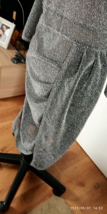 cudna sukienka brokatowa srebrna xl
