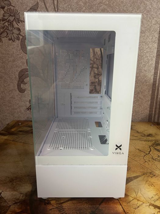 Корпус акваріум для ПК загартоване скло білий mATX mini-ITX