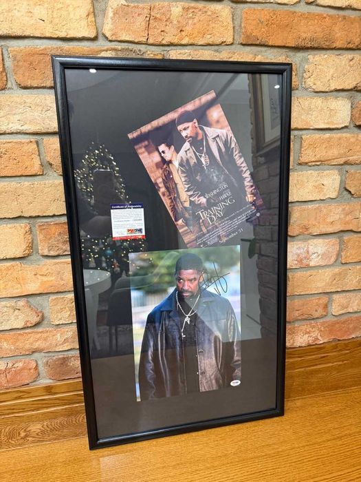 Oryginalne zdjęcie plakat z autografem Denzel Washington DZIEŃ PRÓBY
