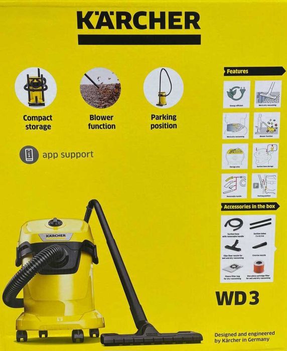Kärcher WD 3 (жовто-чорний дизайн бренду Kärcher).