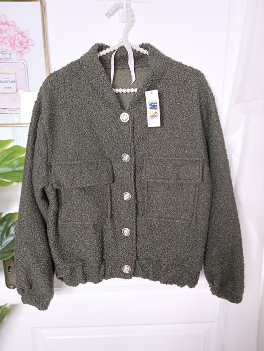 Nowa kurtka bomberka baranek oliwkowa khaki złote hit jesień S M L