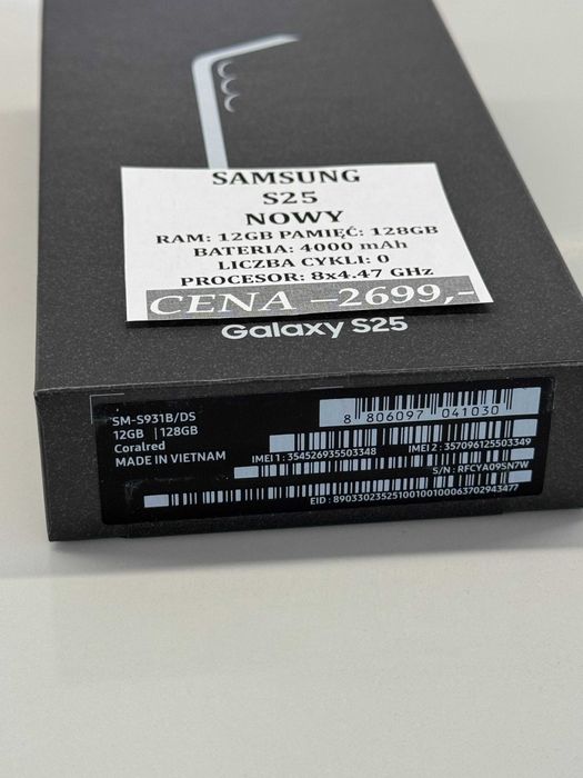 Samsung S25 12/128GB NOWY Topcase Vivo *Raty 0%