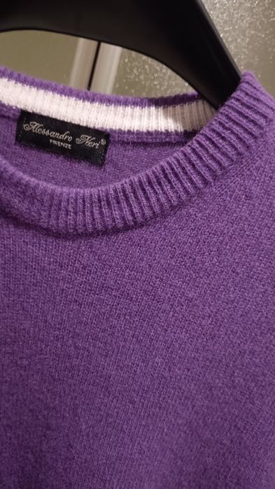 Alessandro Neri  Męski włoski sweter wełniany, 80% Wełna, Rozmiar L