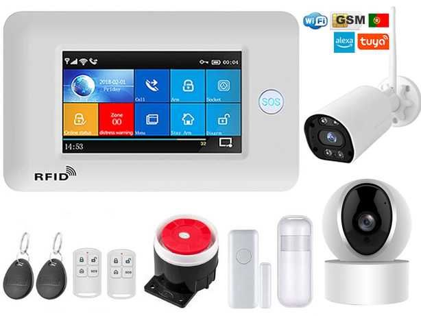 Tuya Wireless Alarm System with GSM/WiFi + 2 Cameras for Android/iOS – Portuguese Language (NEW)64551849264001120