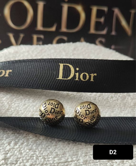 Kolczyki damskie kulki Dior logowane
