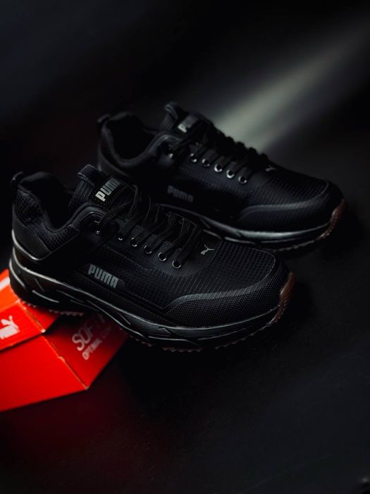 Крассовки Пума кожаные / черные кроссовки Puma демисезон /мужские Puma