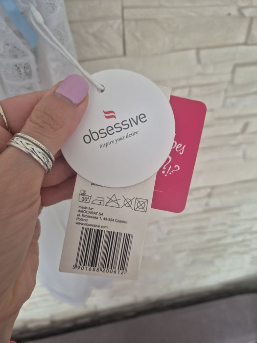 Biała koszula nocna Obsessive S/M