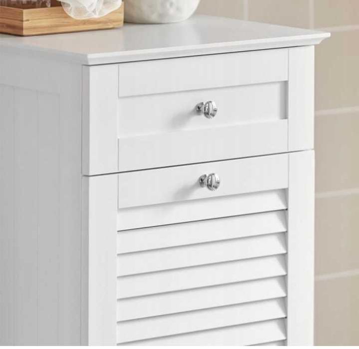 Szafka słupek łazienkowy z koszem na pranie ażurowa biała Nowa