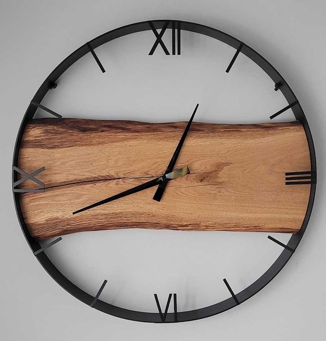 Zegar ścienny 60cm naturalne drewno dębowe. Loft, Rękodzieło Prezent