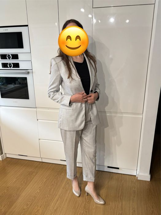 Damski siwy garnitur ZARA M/L chrzciny komunia