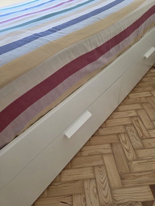 Estrutura cama c/ arrumação, branca, Luröy, 140x200 cm