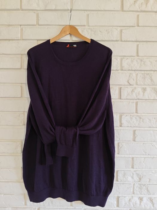 Merino wool fioletowy melanżowy wełniany sweter męski merino wool 5xl