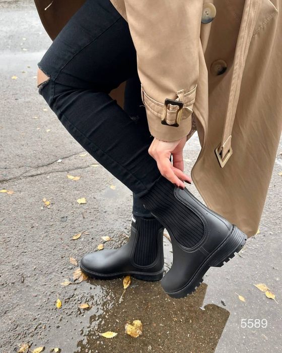 Чорні гумові чоботи, жіночі чорні гумовці