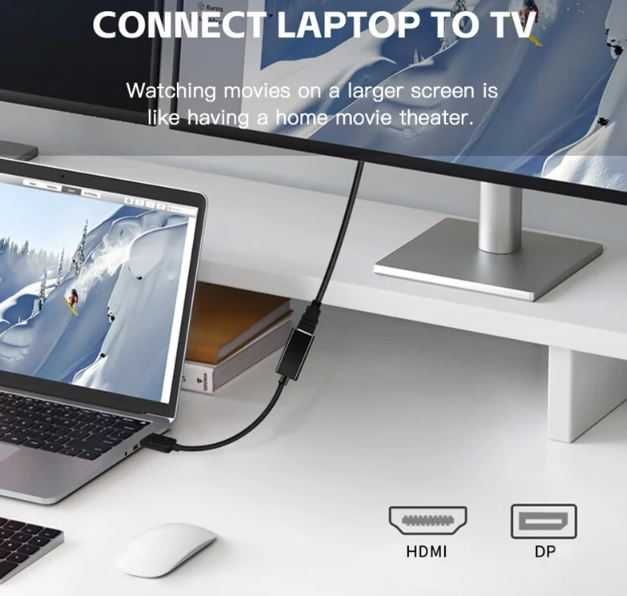 Przejściówka / Adapter DisplayPort DP - HDMI 4K/1080P czarny