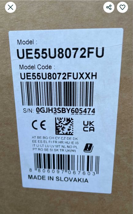 Телевізор SamsungUE43U8072F 50/55/65/75U8072f