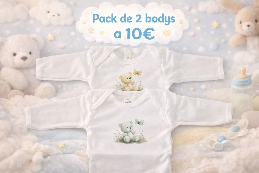 Pack de 2 bodys com etiqueta