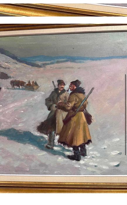 Breitenwald Roman Polowanie na dzika !1 Olej na płótnie Oryginał