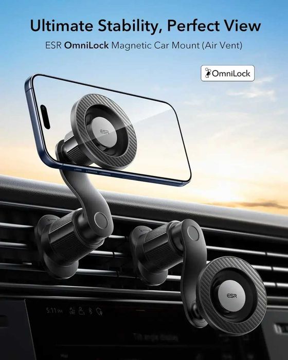 Магнитный автодержатель ESR OmniLock Magnetic Air Vent Car Mount Black