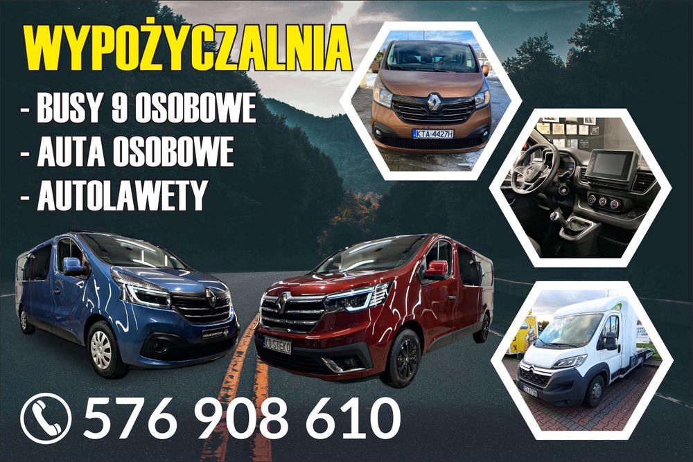 Wypożyczalnia samochodów busów 9 osobowych osobówek busów