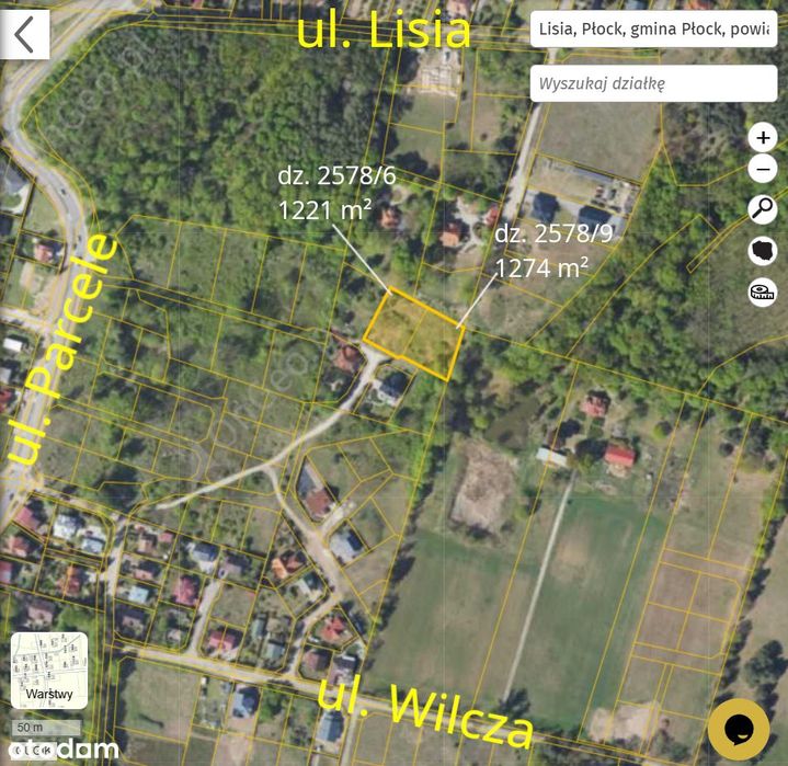 Sprzedam działkę budowlaną 1221m2 oraz 1274m2, Płock ul. Lisia