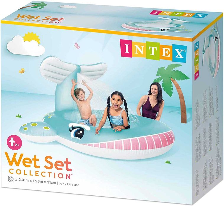 INTEX - Piscina insuflável com aspersor, 201 x 196 x 91 cm