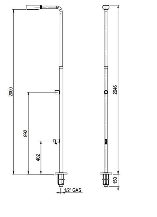 Chuveiro com lava pés, em aço inoxidável (Astrapool)