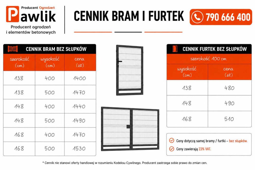 BRAMY | gotowe pod automat | PAWLIK ogrodzenia