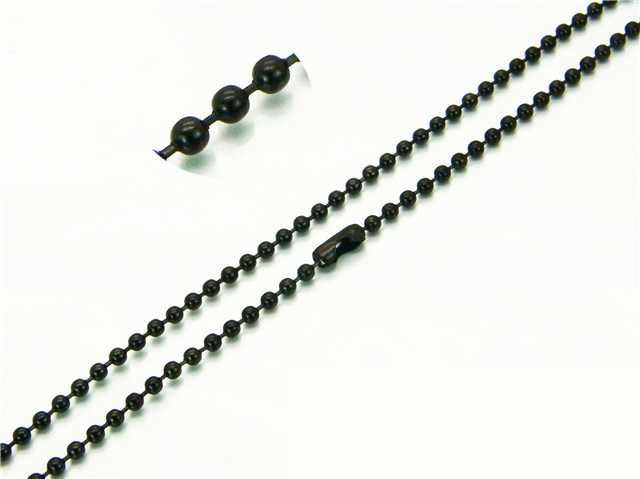 Naszyjnik męski kulkowy czarny stal chirurgiczna 60 cm nowy L684