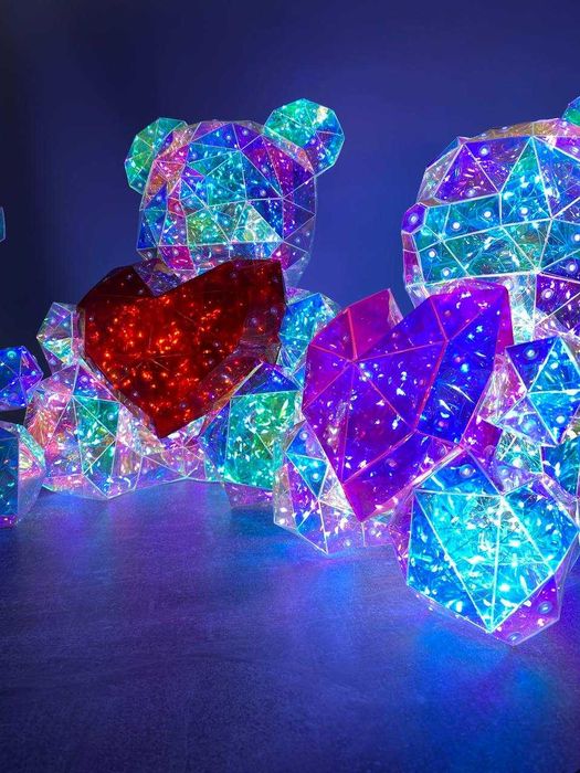 Подарунковий ведмедик Love 3D з червоним серцем і LED-підсвіткою 40 см