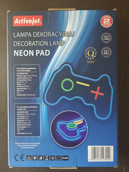 Lampa dekoracyjna LED – Neon Pad (Gamepad)