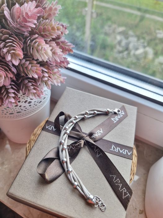 Nowa bransoletka Srebrna Apart szeroka solidna lancuch kulki kuleczki