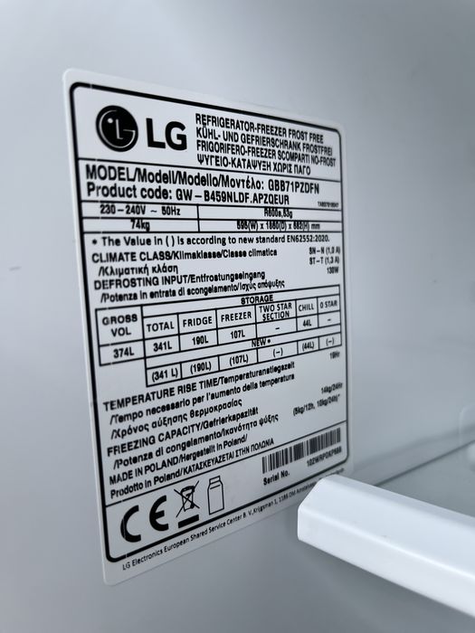 Холодильник LG No frost Вис 185 см Шир 60 см.Стан ідеальний.
