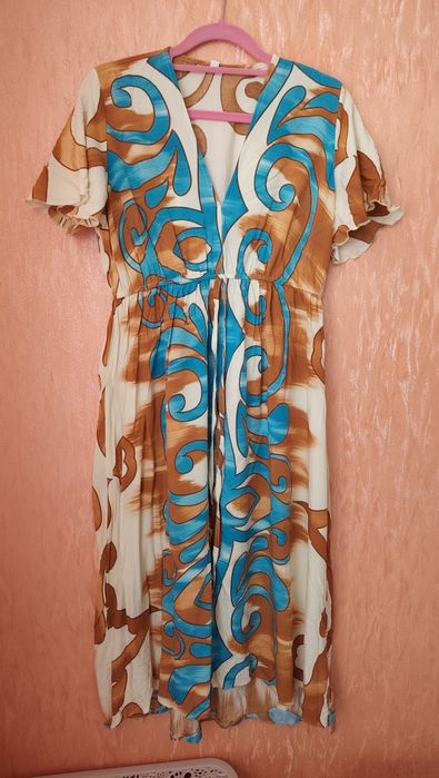 Платье туника пляжно повседневная вискоза спереди разрез L-XL