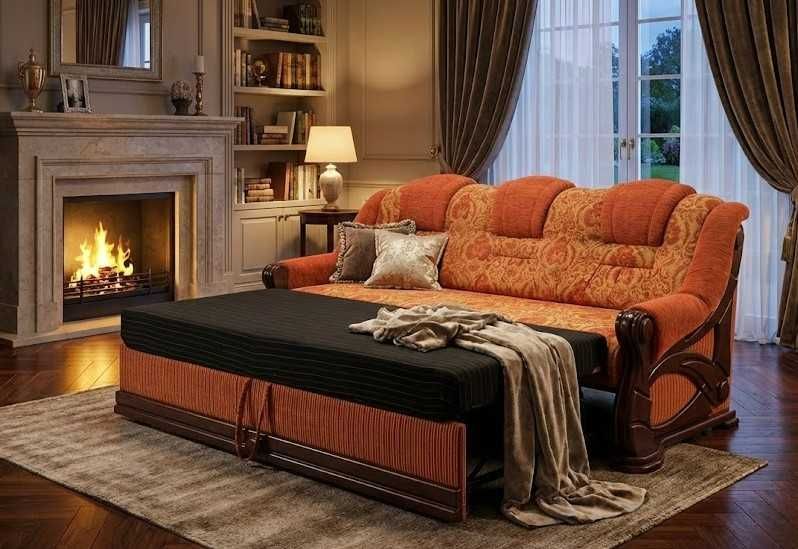 Класичний розкладний диван з дерев'яними бильцями - торг