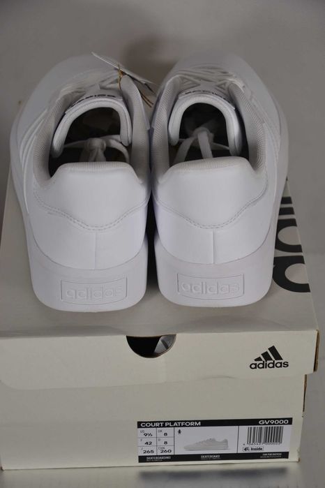 ADIDAS Court Platform Nowe Buty Damskie 42 Oryginalne Trampki Białe