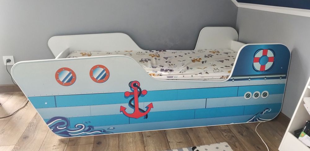 ŁÓŻKO dziecięce statek okręt super stan MATERAC gratis 160x80