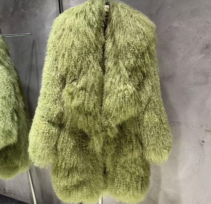 Kontantto plaszcz futro czekolada puszyste lekkie cieple xs-5xl