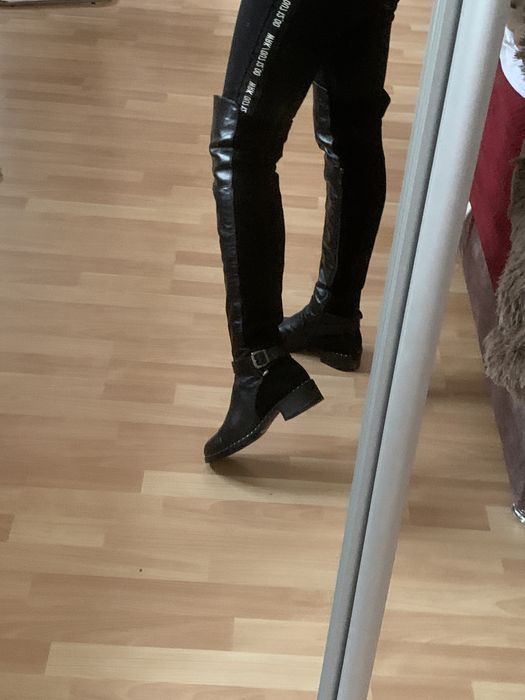 Сапоги ботфорты , натуральная кофа -замша